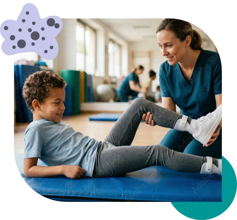 Therapist working with a young client during a session